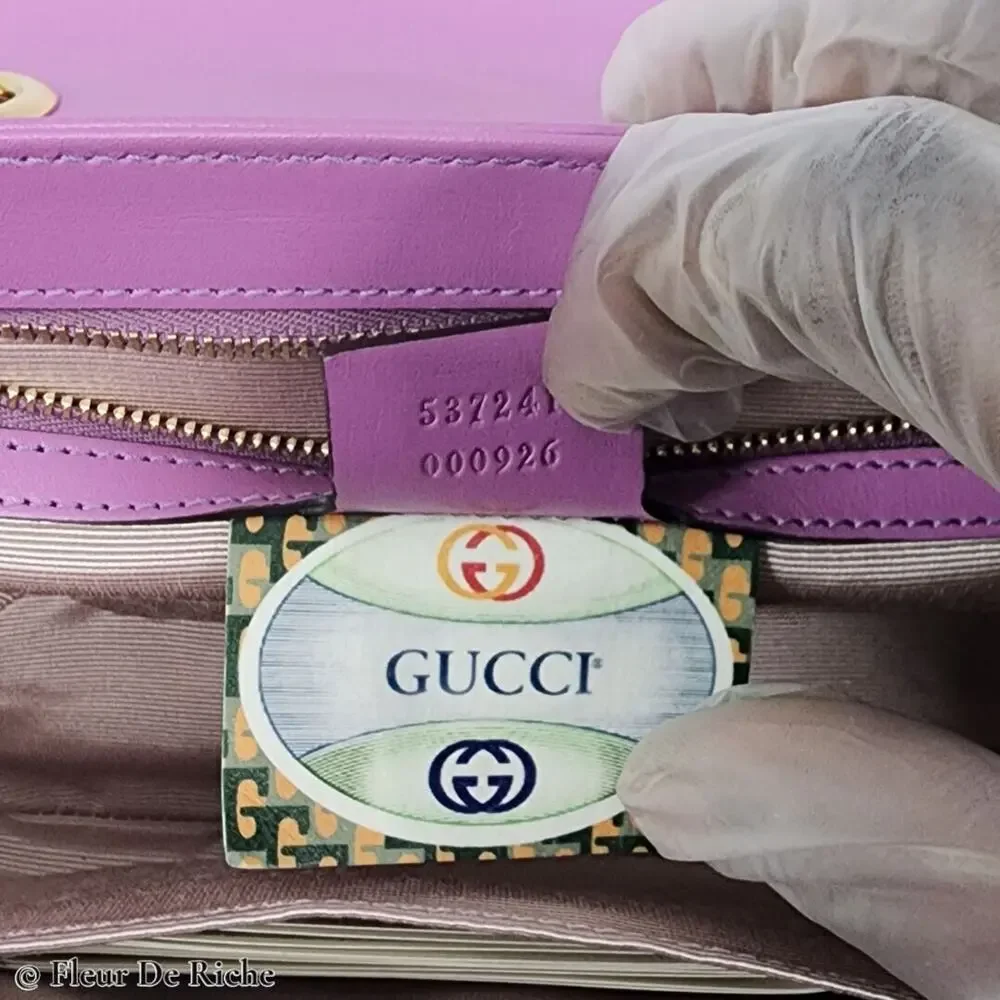 Gucci Rajah Medium Leather Shoulder Bag in Lilac - Picture 12 of 12
